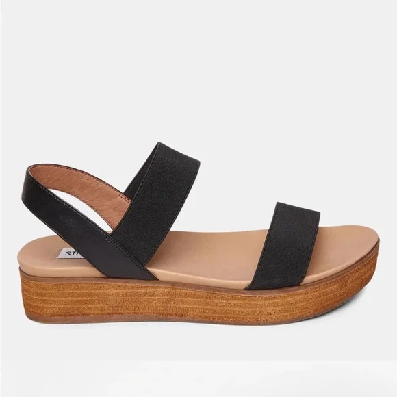 Steve Madden Agile Black Platform Sandals - Picture 4 of 6